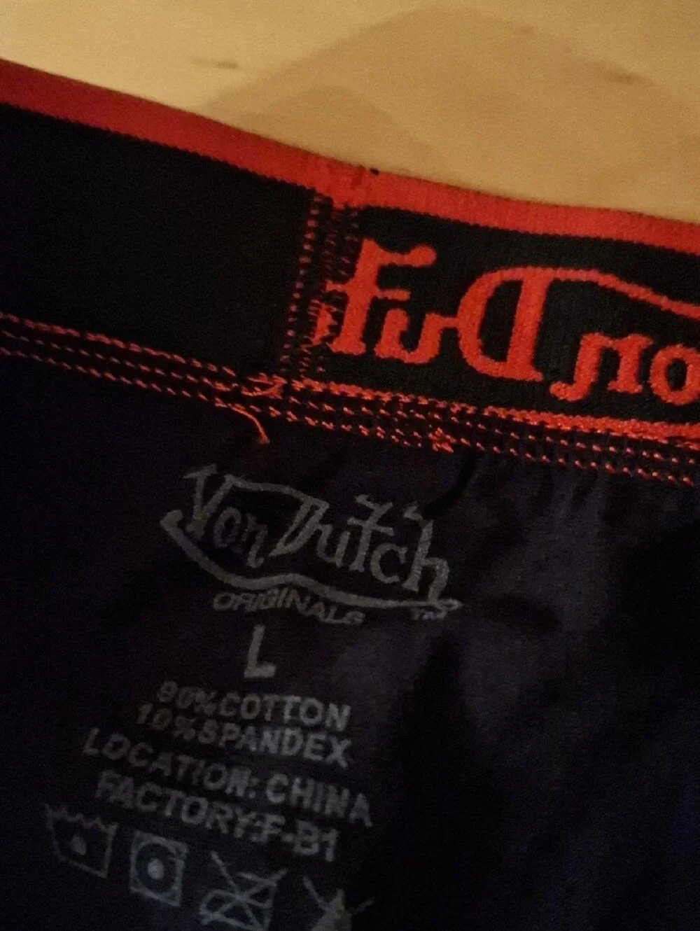 Von Dutch Light Gray Boxer Briefs with Red Waistband and Accents